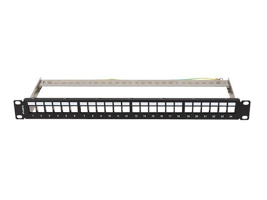 Lanberg Patchpanel Leer 24 Ports 1HE 19 Zoll FTP Keystone-Module Schwarz