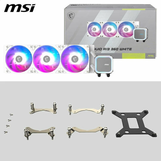 MSI MAG Coreliquid A13 360 Water Cooling AIO CPU with 3 120mm Fans and ARGB Lighting White