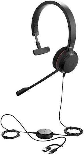 Jabra Evolve 20 На ушите Мултимедийни слушалки с микрофон и връзка USB-A / USB-C в Черен цвят