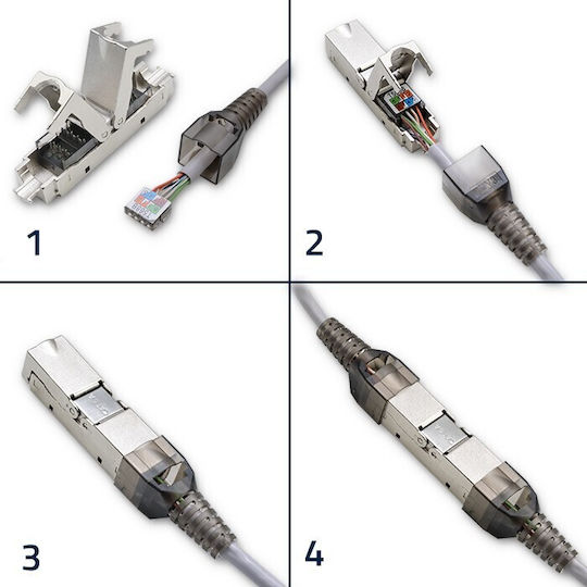 Qoltec Βύσμα Qoltec Rj45 Χωρίς Εργαλεία Stp Cat6a Jack Pin T568b T568a