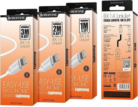 Borofone BX14 LinkJet USB-A zu Lightning Kabel Weiß 1m