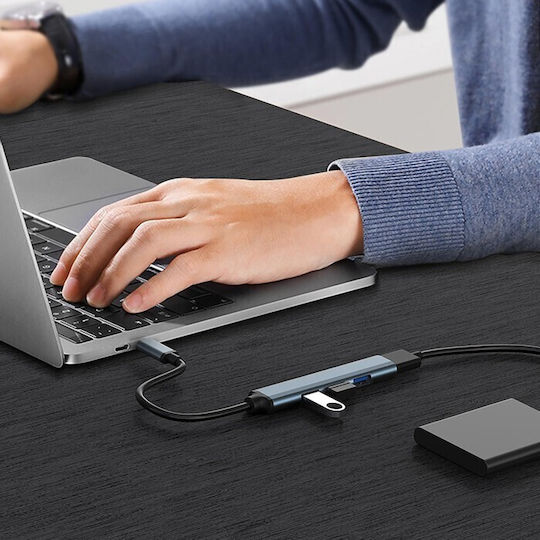 Qoltec USB-Hub 3 Anschlüsse USB 3.0 mit USB-A Anschluss Silbern