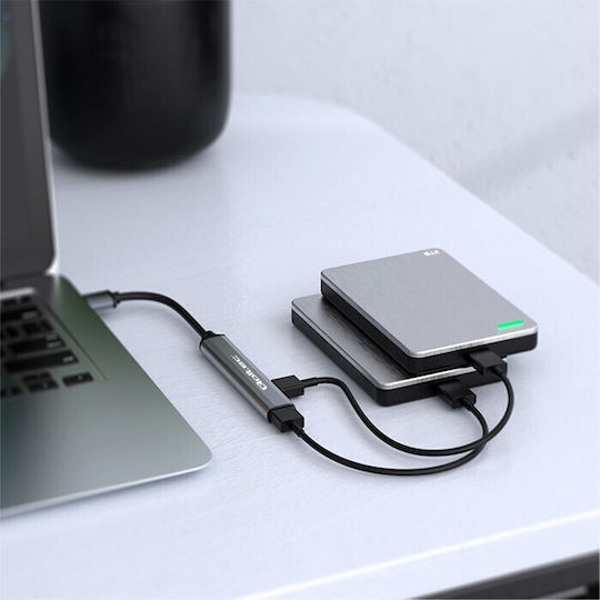 Qoltec USB-Hub 3 Anschlüsse USB 3.0 mit USB-A Anschluss Silbern
