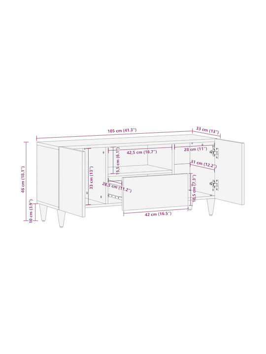 Bufet din Lemn Masiv cu Sertare Maro 105x33.5x46cm