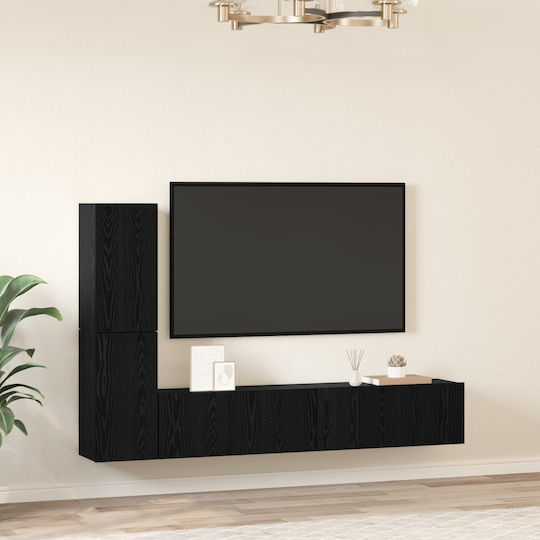 Living Room TV Unit Black Oak L80xW30xH30.5cm