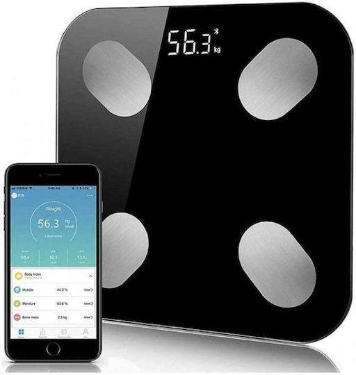 Andowl Q-D001 S Smart Bathroom Scale with Body Fat Counter Black