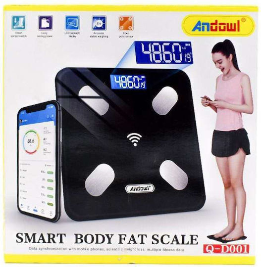 Andowl Q-D001 S Smart Bathroom Scale with Body Fat Counter Black