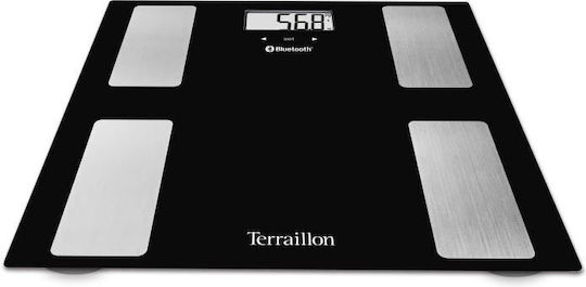 Terraillon Web Coach Move Bluetooth Smart Badezimmerwaage mit Körperfettmessung & Bluetooth in Schwarz Farbe