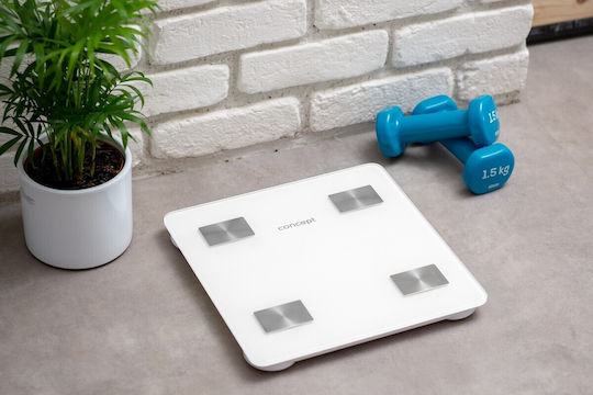 Concept Smart Badezimmerwaage 180kg mit Körperfettmessung Wi-Fi & Bluetooth Weiße VO4000