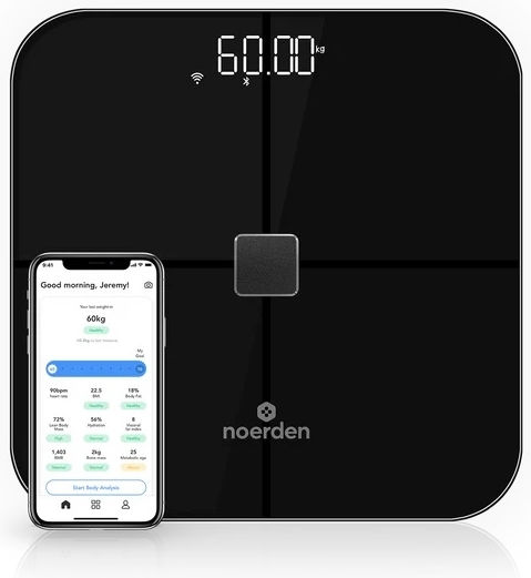 Sensori Smart Везна 180 kg с Анализ на Мазнини, Wi-Fi и Bluetooth, Черна
