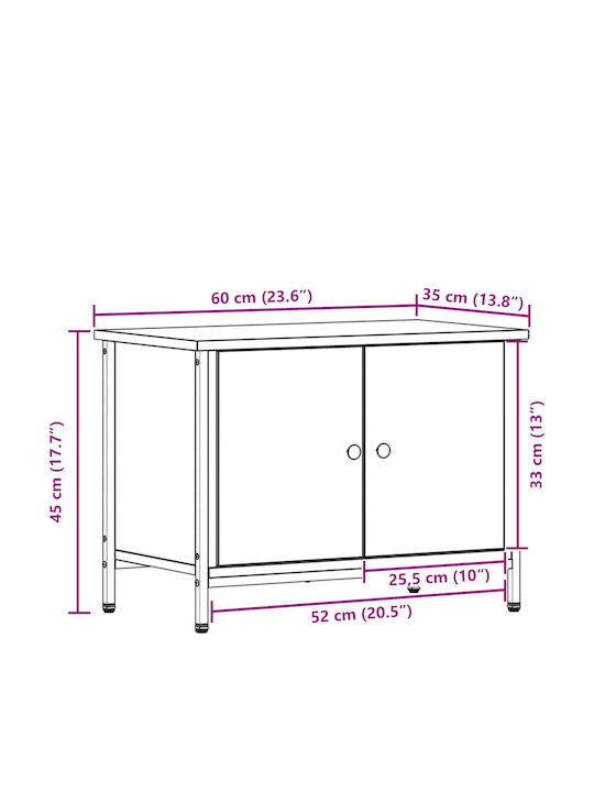 TV-Ständer Schwarz Eichenholz M60xT35xH45cm