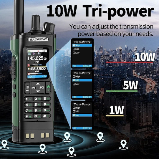 Baofeng UV-32 Ασύρματος Πομποδέκτης UHF/VHF 10W με Έγχρωμη Οθόνη