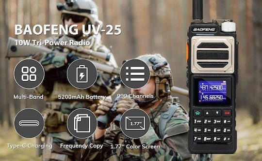 Baofeng UV-25 Transmițător Wireless UHF/VHF 10W cu Ecran Color