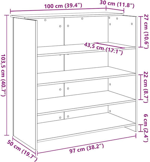 vidaXL Office Reception L100xW50xH103.5cm