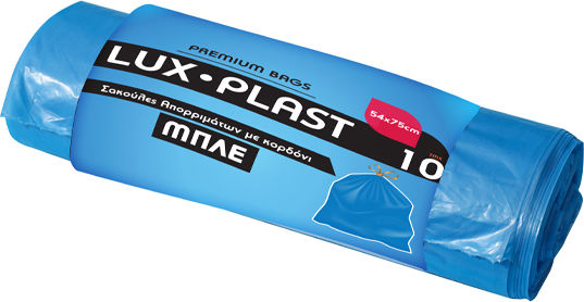 Lux Plast Σακούλες Απορριμάτων με Κορδόνι 75x54cm 10τμχ Μπλε