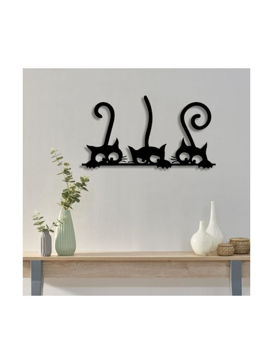 Decorațiune de Perete din Metal cu Trei Pisici Krodesign 60 Cm Grosime 1.5 Mm