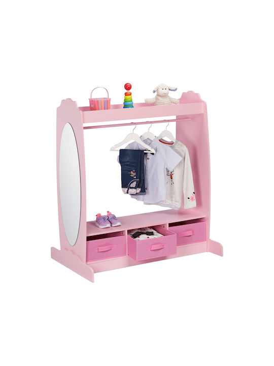 Relaxdays Cuiere pentru Copii Multi Hook cu cârlig Lemn Roz 107x97.5x61εκ. 1buc