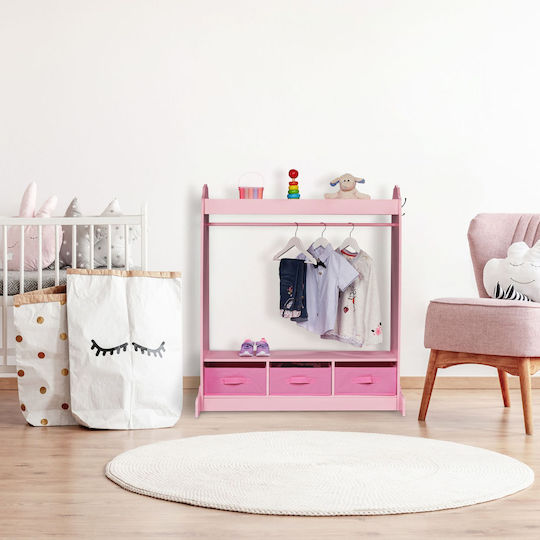 Relaxdays Cuiere pentru Copii Multi Hook cu cârlig Lemn Roz 107x97.5x61εκ. 1buc