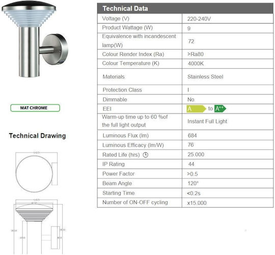 Horoz Electric Iluminat Exterior Montat Pe Perete Led Încorporat 9W 4000K 14.85x18.3cm