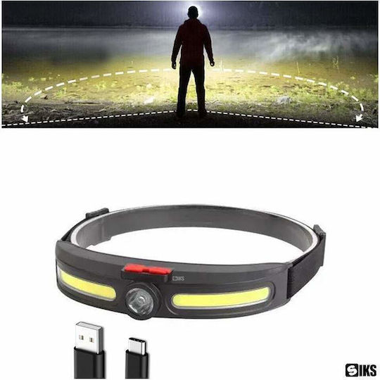 Lanternă frontală Siks Led Profesională, Unghi de Vizibilitate Larg 270 de Grade, Poziționare pe Frunte, Încărcare USB, 4 Moduri de Lumină, 3 Surse de Lumină de Intensitate Mare, 25 Leds, Pescuit Vânătoare Lucru, Indicator Baterie, Încărcare USB Js920 Negru