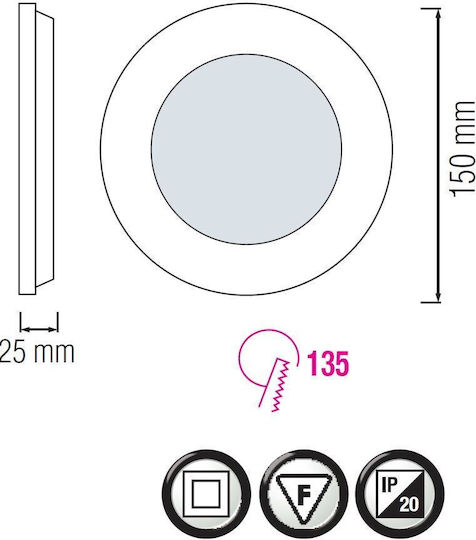 Panou LED Rotund Slim-9 9 W Putere 6400 K Panou LED Rotund Slim-9 9 W Putere 6400 K