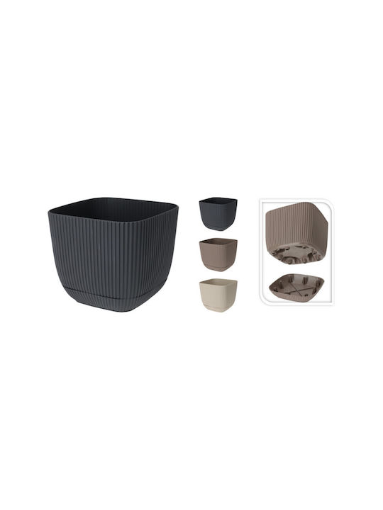 Topf Kunststoff Black mit Untersetzer 15x15x13cm.