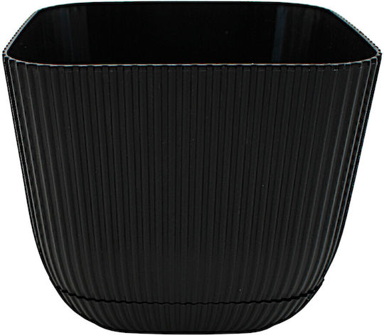 Topf Kunststoff Black mit Untersetzer 15x15x13cm.