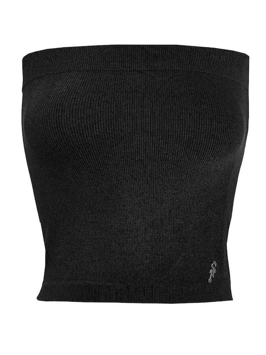 Bluza Damă Crop Top Neagră