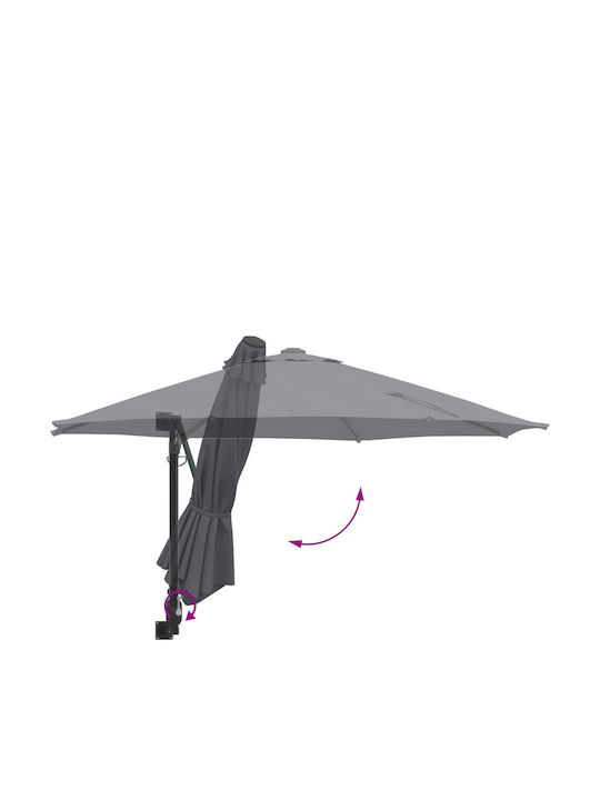 Umbrella Wall Round Aluminum Gray D2.5m
