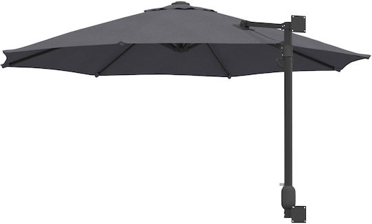Wandmontierter Rundschirm aus Aluminium Grau F2.5xH1.48m