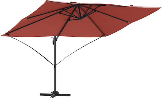 Umbrella Hanging Square Metal Orange with Base 2.4x2.4m