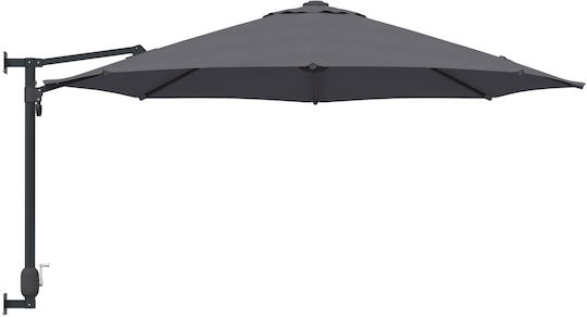 Wandmontierter Rundschirm aus Aluminium Grau F2.5xH1.48m