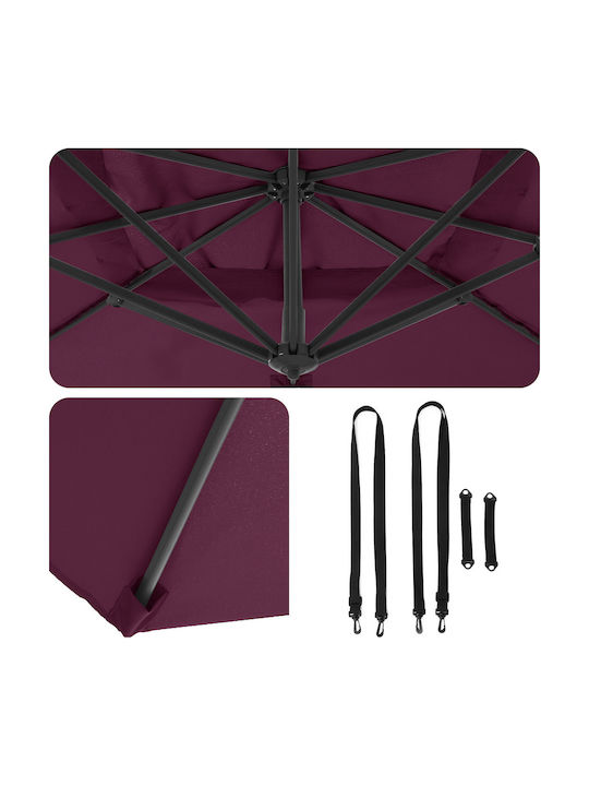 Hanging Aluminum Burgundy Garden Parasol 2.5x2.5xHeight 2.65m