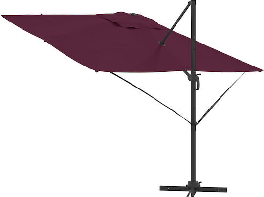 Hängender Aluminium-Burgunder Garten- und Terrassen-Sonnenschirm 2,5x2,5xHöhe 2,65 m