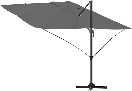 Garten- und Terrassen-Sonnenschirm Hängend Quadratisch Metall Grau 2,45x2,45xHöhe 2,6 m