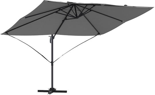 Umbrella Hanging Square Metal Gray with Base 2.45x2.45m