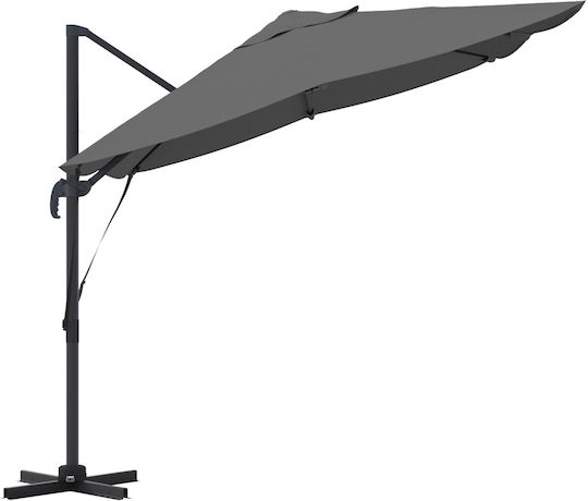 Garten- und Terrassen-Sonnenschirm Hängend Quadratisch Metall Grau 2,45x2,45xHöhe 2,6 m