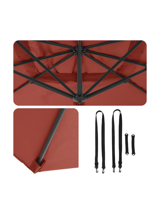 Hängender Aluminium Rote Garten- und Terrassen-Sonnenschirm 2,5x2,5m