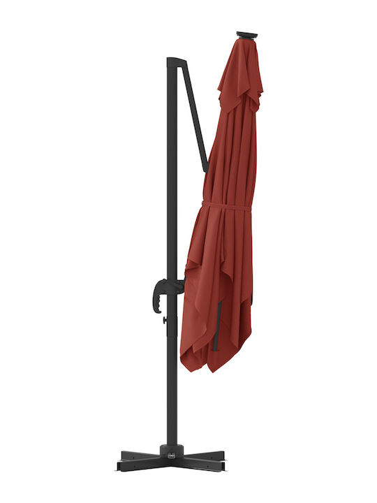 Hängender Aluminium Rote Garten- und Terrassen-Sonnenschirm 2,5x2,5m