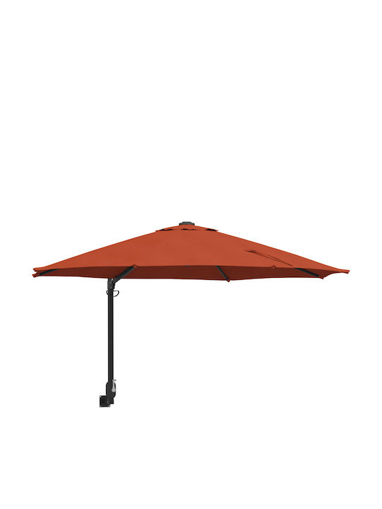 Wall Mounted Circular Aluminum Orange Parasol Diameter 2.5m x Height 1.48m