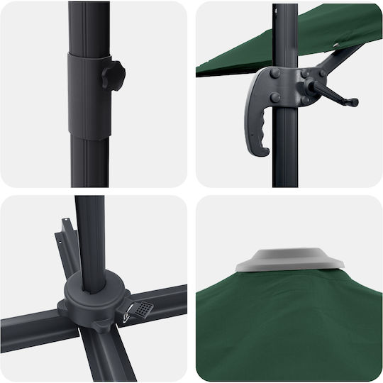 Garten- und Terrassen-Sonnenschirm Hängend Quadratisch Aluminium Grüne 2,5x2,5xH2,6m