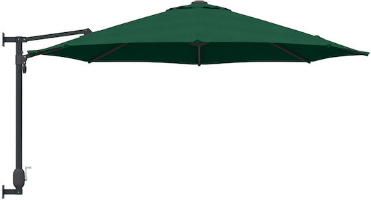 Wall Mounted Circular Metal Green Parasol Φ2.5xH1.48m