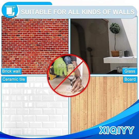 Xiqiyy Adjustable Tension Rod No Drilling Duschvorhangstange Gerade Saugnapf Metallisch Weiß 66x43εκ.