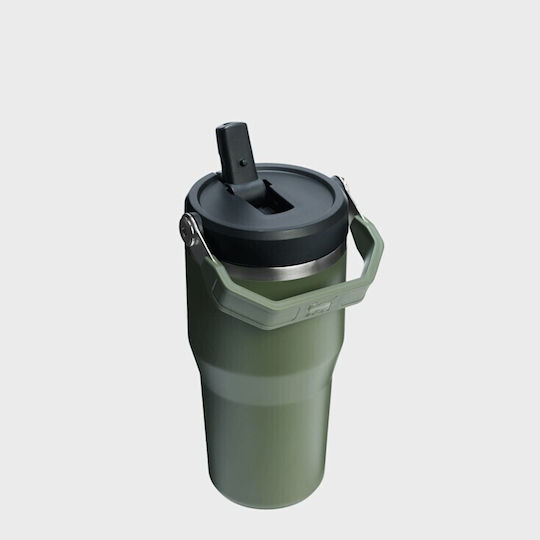 Stanley Iceflow Flip Straw Tumbler Glass Thermos Stainless Steel BPA Free 600ml Dried Pine With Straw