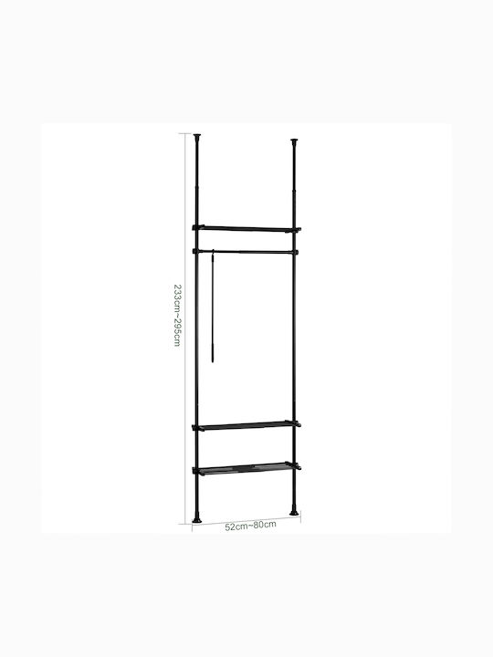 SoBuy Κρεμάστρα Δαπέδου από Μέταλλο Μαύρη 80x300cm