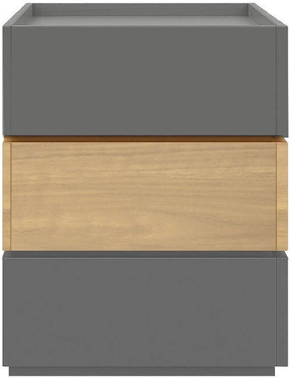 Bedside Table Sonlen Wooden Brown 60x40x66cm