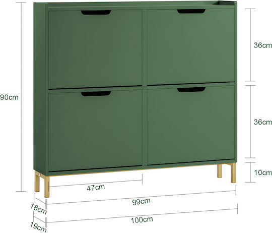 Дървен Обувна рафт 100x19x90.5см