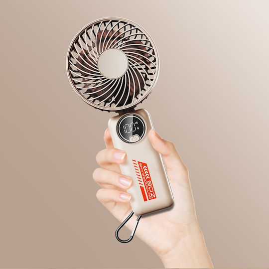 Portable Fan Led Display Z8 3 Speeds Usb-c 2a 3600mah Compact Lightweight White