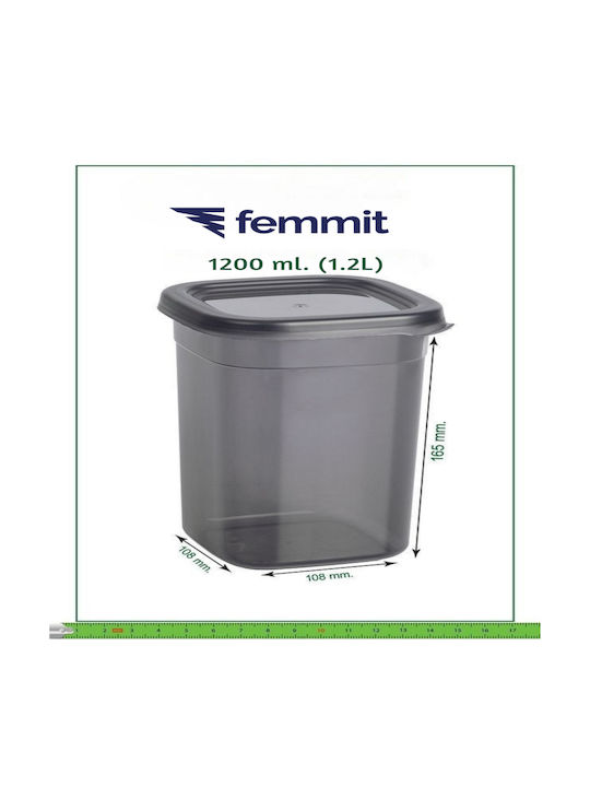 Femmit Set 12 Stück Lebensmittelgläser Allgemeine Verwendung 1200 ml Kunststoff Quadratisch mit luftdichtem Deckel