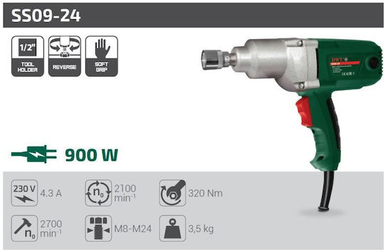 DWT SS09-24 Μπουλονόκλειδο Ρεύματος 900W με Υποδοχή 1/2"